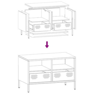 vidaXL TV-Schrank Schwarz 68x39x43,5 cm Kaltgewalzter Stahl