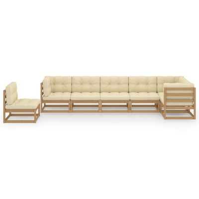 vidaXL 7-tlg. Garten-Lounge-Set mit Kissen Massivholz Kiefer