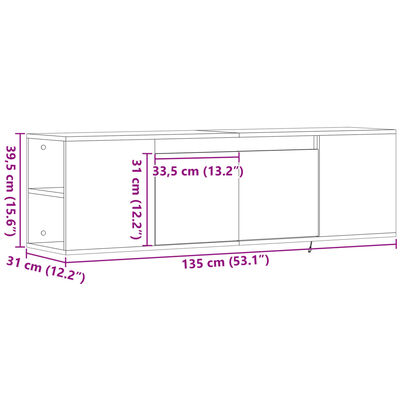 vidaXL TV-Wandschrank mit LED-Beleuchtung Betongrau 135x31x39,5 cm