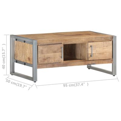 vidaXL Couchtisch 95x50x40 cm Raues Mangoholz