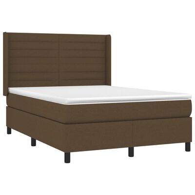 vidaXL Boxspringbett mit Matratze & LED Dunkelbraun 140x200 cm Stoff