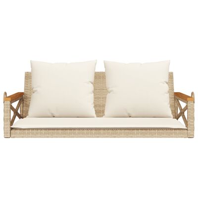 vidaXL Hängebank mit Kissen Beige 109x62x40 cm Poly Rattan