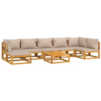 vidaXL 8-tlg. Garten-Lounge-Set mit Taupe Kissen Massivholz