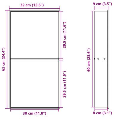 vidaXL Duschnische Golden Gebürstet 32x62x9 cm Edelstahl