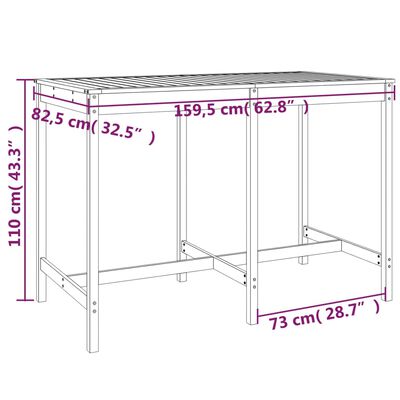 vidaXL 7-tlg. Gartenbar-Set Grau Massivholz Kiefer