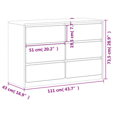 vidaXL Schubladenkommode SAUDA Eiche-Optik 111x43x73,5 cm Kiefernholz