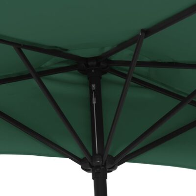 vidaXL Balkon-Sonnenschirm mit Alu-Mast Grün 270x144 cm Halbrund