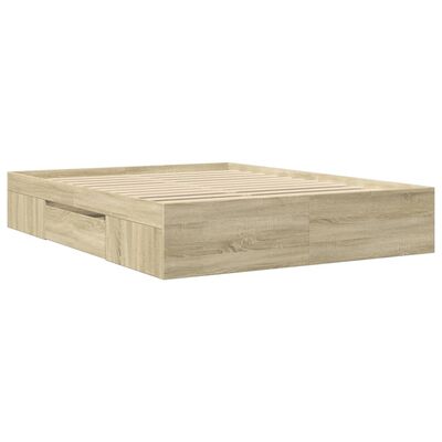 vidaXL Bettgestell ohne Matratze Sonoma-Eiche 150x200 cm Holzwerkstoff