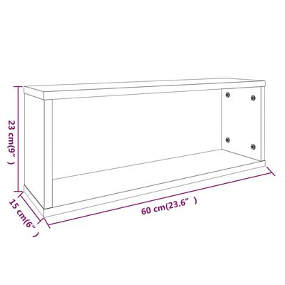 vidaXL Würfelregale 2 Stk. Grau Sonoma 60x15x23 cm Holzwerkstoff