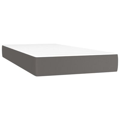 vidaXL Boxspringbett mit Matratze & LED Grau 90x190 cm Kunstleder