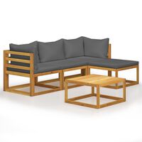 vidaXL 5-tlg. Garten-Lounge-Set mit Auflagen Massivholz Akazie