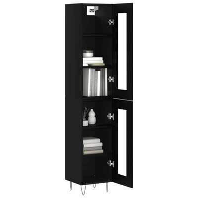 vidaXL Highboard Schwarz 34,5x34x180 cm Holzwerkstoff