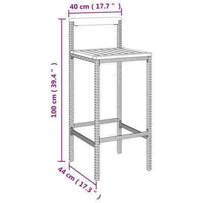 vidaXL 11-tlg. Gartenbar-Set Schwarz Poly Rattan & Massivholz Akazie