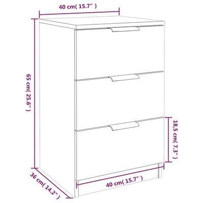 vidaXL Nachttische 2 Stk. Grau Sonoma 40x36x65 cm