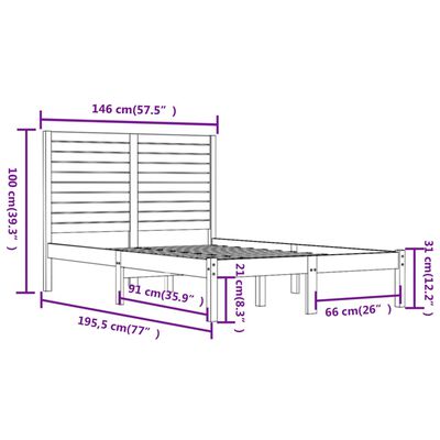 vidaXL Massivholzbett Schwarz 140x190 cm