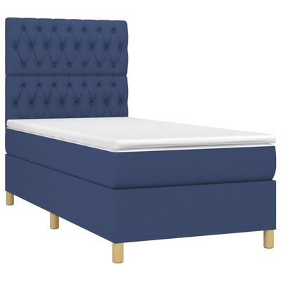 vidaXL Boxspringbett mit Matratze Blau 90x190 cm Stoff