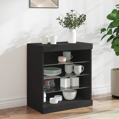 vidaXL Sideboard mit LED-Leuchten Schwarz 60,5x37x67 cm