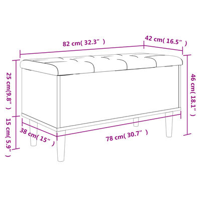 vidaXL Sitzbank mit Stauraum Schwarz 82x42x46 cm Holzwerkstoff