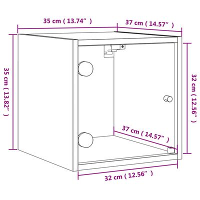 vidaXL Nachttisch mit Glastür Braun Eichen-Optik 35x37x35 cm