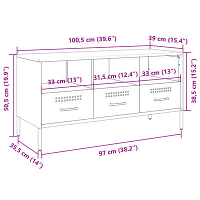 vidaXL TV-Schrank Olivgrün 100,5x39x50,5 cm Stahl