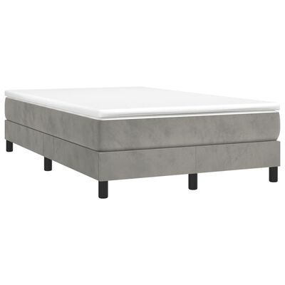 vidaXL Boxspringbett mit Matratze Hellgrau 120x190 cm Samt