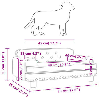 vidaXL Hundebett Schwarz 70x45x30 cm Samt