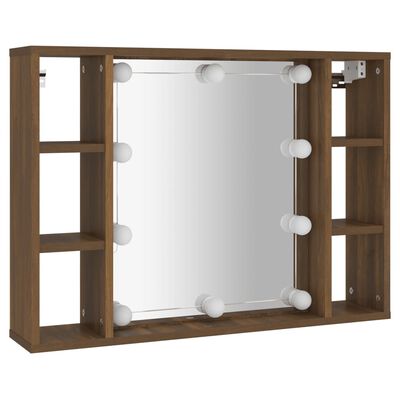 vidaXL Spiegelschrank mit LED Braun Eichen-Optik 76x15x55 cm