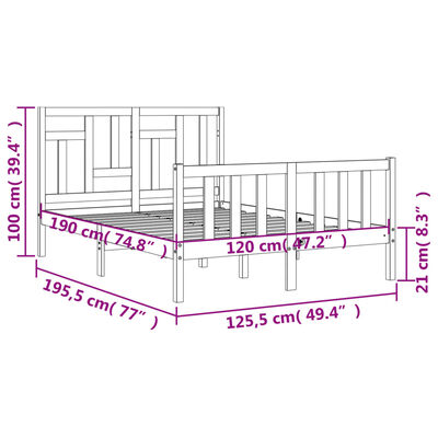 vidaXL Massivholzbett mit Kopfteil Weiß