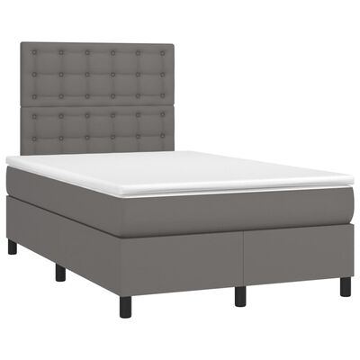 vidaXL Boxspringbett mit Matratze & LED Grau 120x200 cm Kunstleder