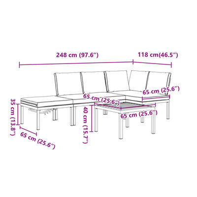 vidaXL 4-tlg. Garten-Sofagarnitur mit Kissen Schwarz Aluminium