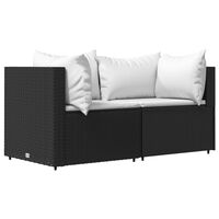 vidaXL Garten-Ecksofas mit Kissen 2 Stk. Schwarz Poly Rattan