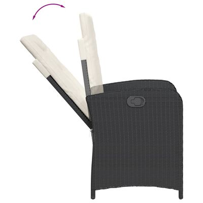 vidaXL 7-tlg. Garten-Essgruppe mit Kissen Schwarz Poly Rattan