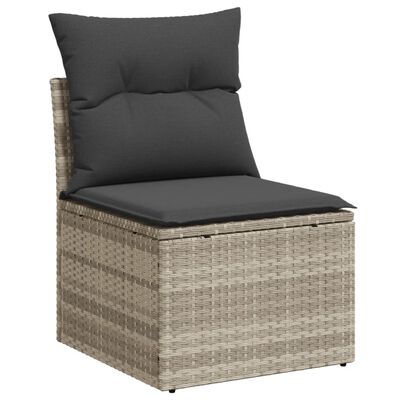 vidaXL 4-tlg. Garten-Sofagarnitur mit Kissen Hellgrau Poly Rattan