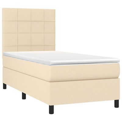 vidaXL Boxspringbett mit Matratze Creme 80x200 cm Stoff