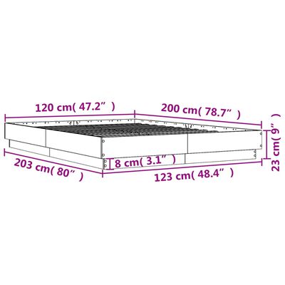 vidaXL Bettgestell Betongrau 120x200 cm Holzwerkstoff