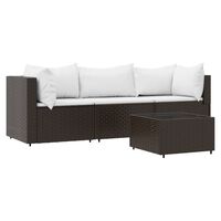 vidaXL 4-tlg. Garten-Lounge-Set mit Kissen Braun Poly Rattan