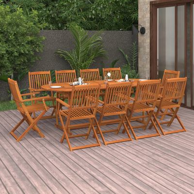 vidaXL 11-tlg. Garten-Essgruppe 220x90x75 cm Massivholz Akazie