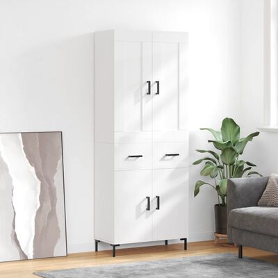 vidaXL Highboard Hochglanz-Weiß 69,5x34x180 cm Holzwerkstoff