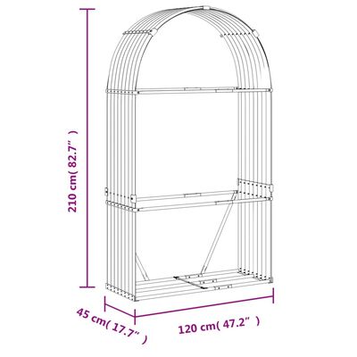 vidaXL Kaminholzunterstand Hellbraun 120x45x210 cm Verzinkter Stahl