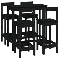 vidaXL 5-tlg. Bar-Set Schwarz Massivholz Kiefer