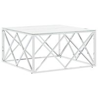 vidaXL Couchtisch Silbern 80x80x40 cm Edelstahl und Glas