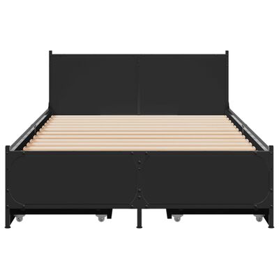 vidaXL Bettgestell mit Schubladen Schwarz 90x190 cm Holzwerkstoff