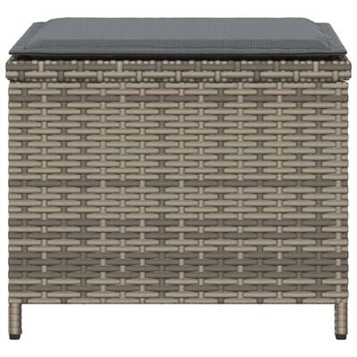 vidaXL Gartenhocker mit Kissen 4 Stk. Grau 40x40x35 cm Poly Rattan