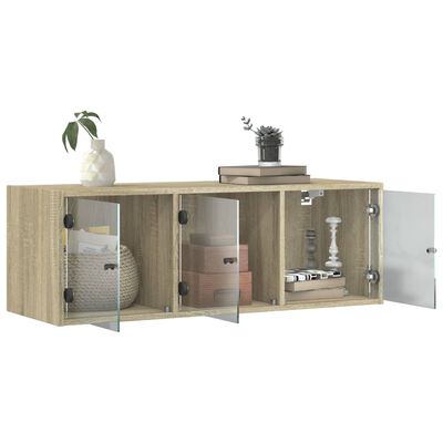 vidaXL Wandschrank mit Glastüren Sonoma-Eiche 102x37x35 cm