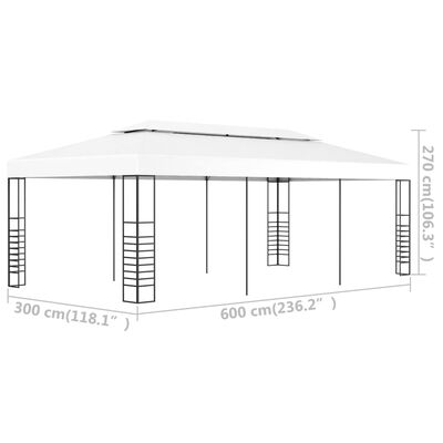 vidaXL Gartenpavillon 6×3 m Weiß