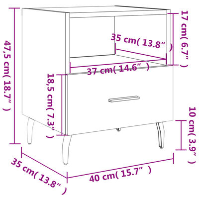 vidaXL Nachttische 2 Stk. Schwarz 40x35x47,5 cm Holzwerkstoff