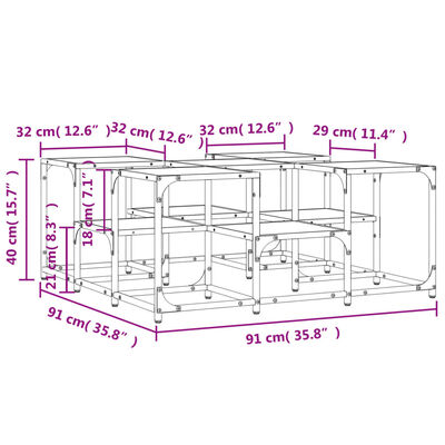 vidaXL Couchtisch Schwarz 91x91x40 cm Holzwerkstoff