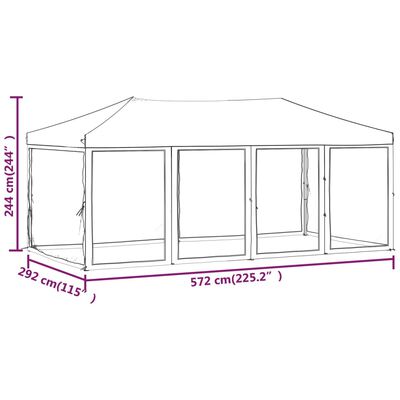 vidaXL Partyzelt Faltbar mit Seitenwänden Anthrazit 3x6 m