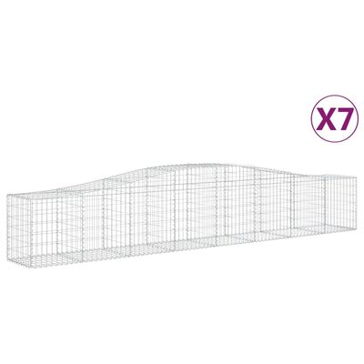 vidaXL Gabionen mit Hochbogen 7 Stk. 400x50x60/80cm Verzinktes Eisen