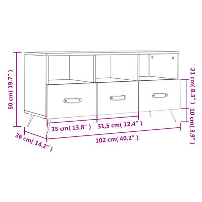 vidaXL TV-Schrank Grau Sonoma 102x36x50 cm Holzwerkstoff